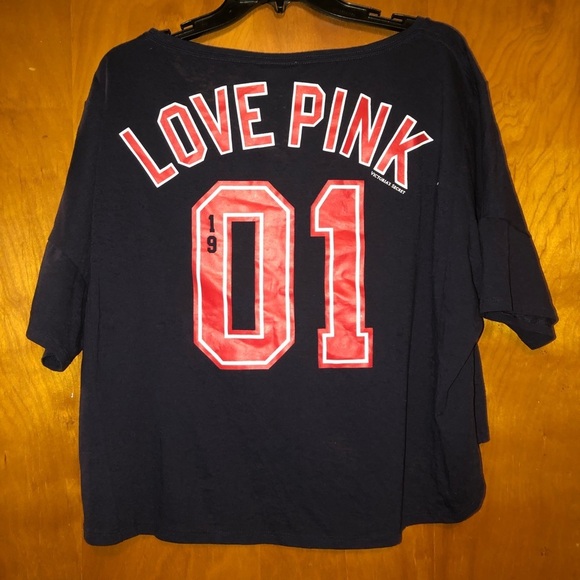 VICTORIA secret mlb Boston Red Sox navy crop top L - Picture 3 of 4